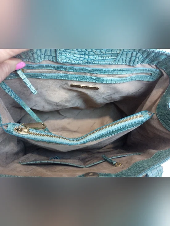 Brahmin Julian Melbourne Tote, Astral, Crocodile Embossed Leather, Aqua - Picture 12 of 16